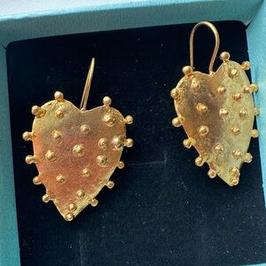 Gold Heart Spike Drop Earrings - Women Jewelry